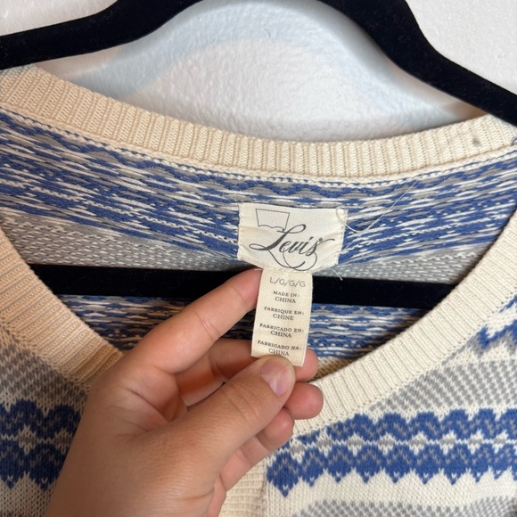Vintage Levi’s Knit Button Front Cardigan Sweater Blue White Grandmacore - Picture 2 of 10